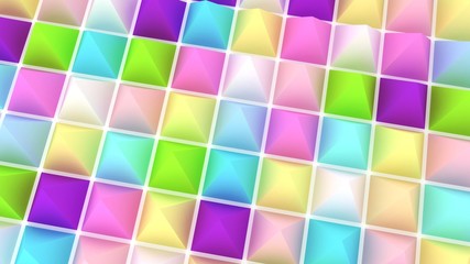 Holographic pyramids background. 3d illustration. Multicolor wallpaper. Smooth pastel texture. Spikes abstract. Sharp objects. 3d rendering backdrop.