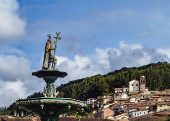 Fountain on the Main Square, Old Town, Cusco, Peru