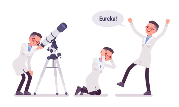 Male scientist happy with eureka result