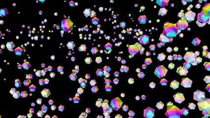 Holographic gems background. 3d illustration. Rhinestones abstract wallpaper. Rainbow multicolor pyramids. Crystals. Diamonds. Jewelry. Fashion. Simple geometric shapes backdrop.