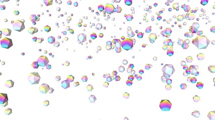 Holographic gems background. 3d illustration. Rhinestones abstract wallpaper. Rainbow multicolor pyramids. Crystals. Diamonds. Jewelry. Fashion. Simple geometric shapes backdrop.