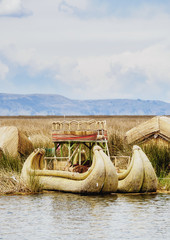 Traditional Reed Boat, Uros Floating Islands, Lake Titicaca, Puno Region, Peru