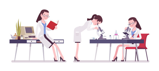 Female scientist working