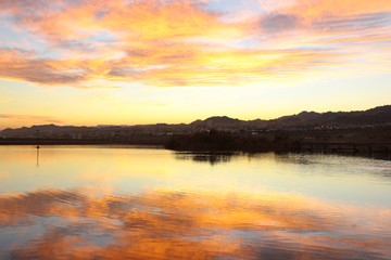 The lake in Eilat at Sunset