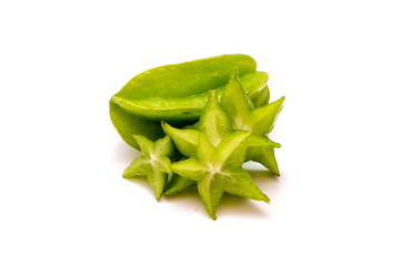 Sternfrucht karambola  isoliert freigestellt auf weißen Hintergrund, Freisteller


