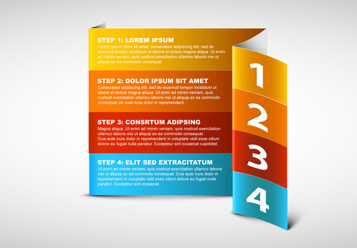 Vertical 4 Step Folded Paper Infographic