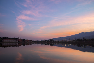 Beautiful Sunset Sky reflex in lake