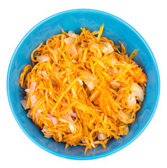Spicy salad of pumpkin, carrot, onion