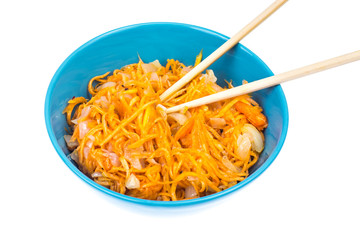 Spicy salad of pumpkin, carrot, onion