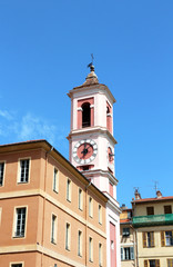 Fototapeta na wymiar Tout de l'horloge - Clock Tower - Vieux Nice - French Riviera