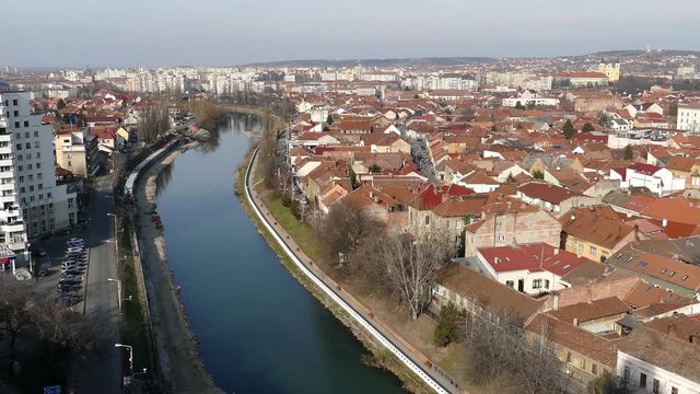 Aerial view from the city hall tower over Oradea town center