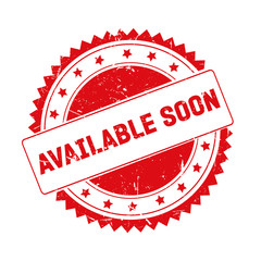Available Soon red grunge stamp isolated