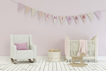 Kinderzimmer mit Wimpelgirlande - Name Chiara