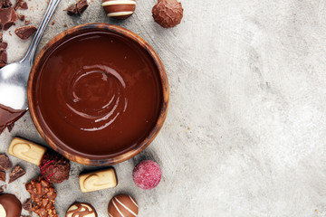 a lot of variety chocolate pralines, belgian confectionery gourmet chocolate