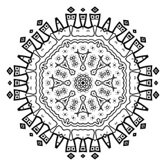 Flower Mandala. Vintage decorative elements. Oriental pattern, vector illustration. Coloring book page. Islam, Arabic, Indian, moroccan spain turkish mystic ottoman motifs