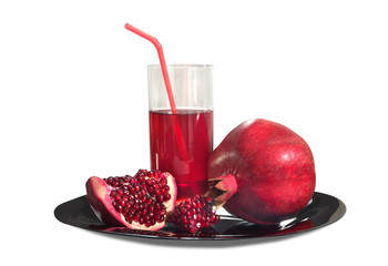 Ripe pomegranate is isolated on a white background.