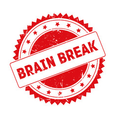 Brain Break red grunge stamp isolated