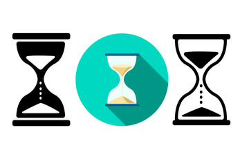 Sand clock and Hourglass icons in flat, vector