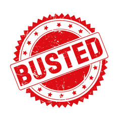 Busted red grunge stamp isolated