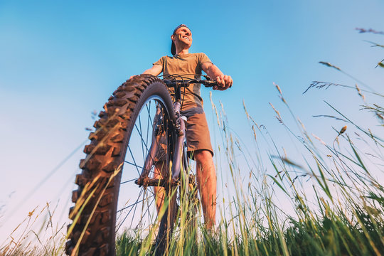 Man starting ride a bicykle