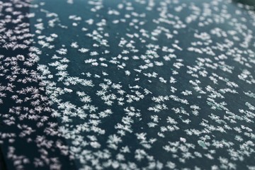 Ice frost on the car window during winter. Slovakia