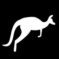 Silhouette of a white kangaroo in a jump