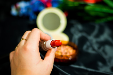 a set of professional make-up cosmetics