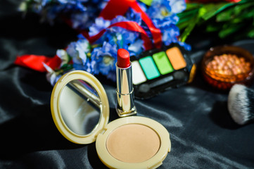 a set of professional make-up cosmetics