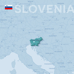 Map of cities and roads in Slovenia.