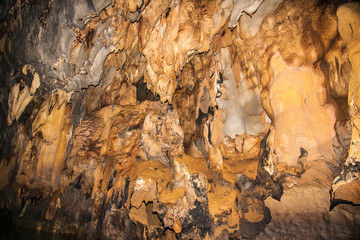 Stalactite and stalagmite in cave of Puerto Princesa subterranean underground river, Palawan,...