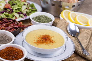 Traditional delicious Turkish cuisine; lentil soup