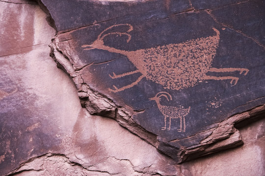 Famous petroglyphs in Monument Valley