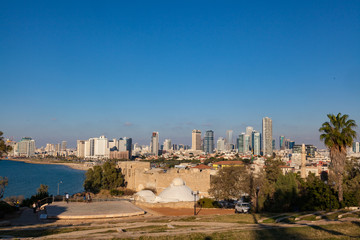 Naklejka premium Tel Aviv Skyline shot from Jaffa