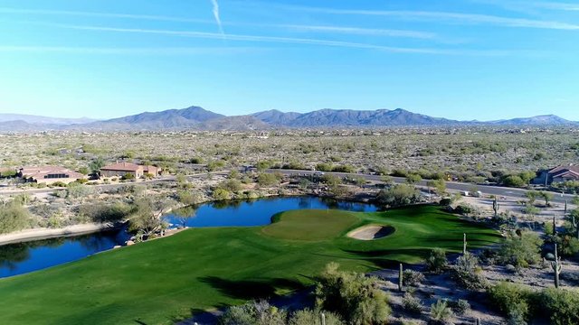 Aerial Scottsdale AZ Golf Course Yaw Right