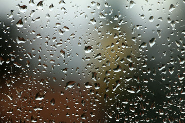 Rain drops on window , rainy day
