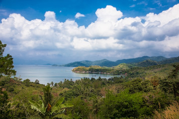 Naklejka na ściany i meble Panoramic view on Incredible beauty of Marimegmeg beach at Palawan, Philippines.