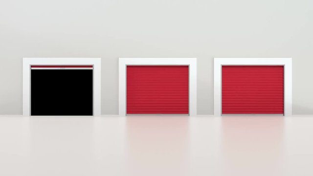 Three red storage door open and camera flies into each other.
Animation of opening storage doors with mask included.