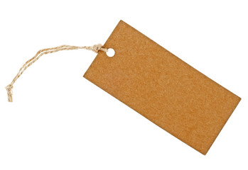 Close up of a blank price label on white background. Tag on white background.