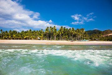 Beautiful view on tropical Duli beach at Palawan, Philippines.