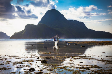   Morning in the harbor fishing village El Nido, Palawan,  Philippines.