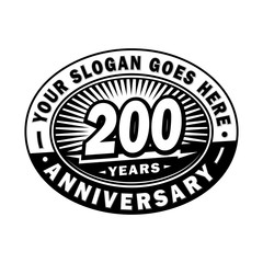 200 years anniversary design template. Vector and illustration. 200th logo. 