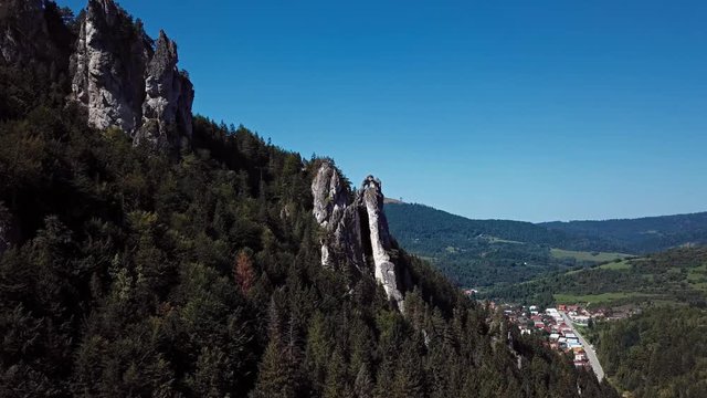 Flying inside Vratna Valley canyon, Mala Fatra mountain range, Slovakia