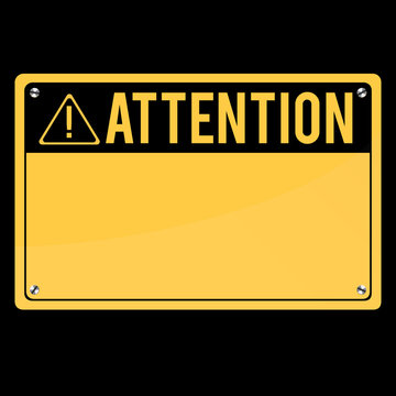 Attention Sign. Flat Sign. Print exclamation mark. Poster. Announcement about the dangers. Plate on the bolts. Vector boadr.