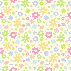 Fototapeta na wymiar Cute seamless floral pattern