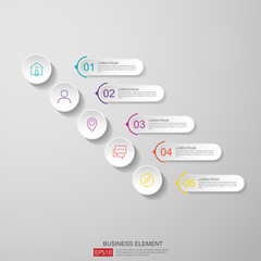 infographics timeline design template vector with 3D paper label, integrated circles. Business concept with options. For content, diagram, flowchart, steps, parts, workflow layout, chart