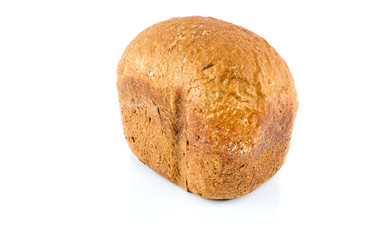 Freshly baked bread isolated on white background.