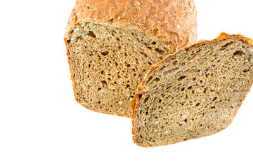 Sliced of rye bread, isolated on a white background.