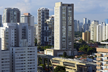 Urban landscape with many buildings