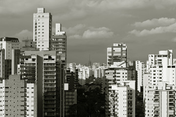 Urban landscape with many buildings