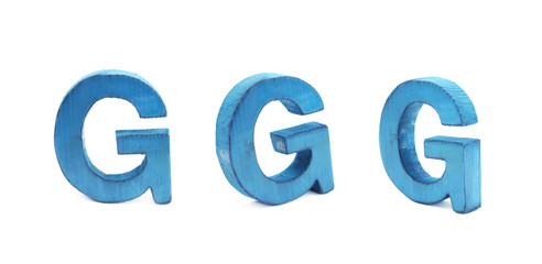 Single sawn wooden letter isolated